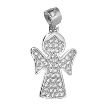 Stříbrný přívěsek - anděl, čiré kulaté zirkony | Argento.cz