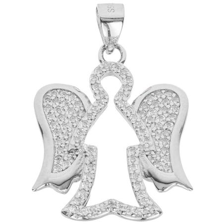 Stříbrný přívěsek - anděl, čiré kulaté zirkony | Argento.cz