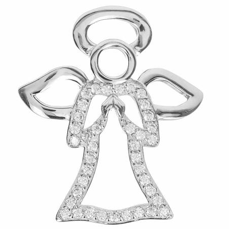 Stříbrný přívěsek - anděl, čiré kulaté zirkony | Argento.cz