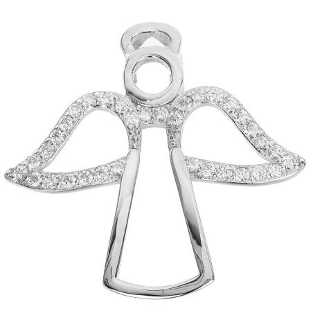 Stříbrný přívěsek - anděl, čiré kulaté zirkony | Argento.cz