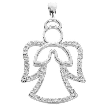 Stříbrný přívěsek - anděl, čiré kulaté zirkony | Argento.cz