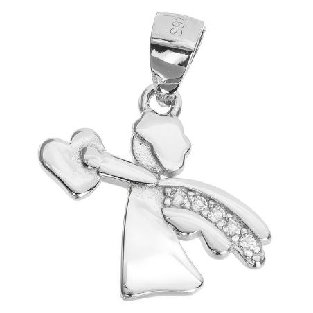 Stříbrný přívěsek - anděl, čiré kulaté zirkony | Argento.cz