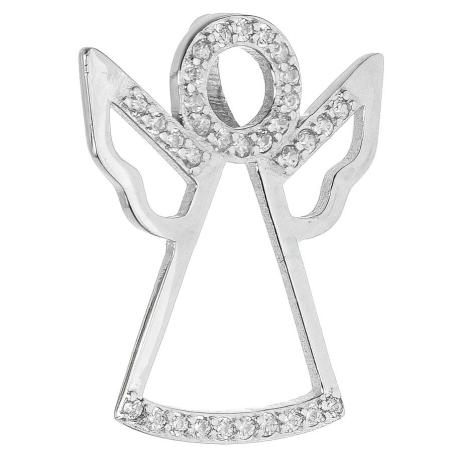 Stříbrný přívěsek - anděl, čiré kulaté zirkony | Argento.cz