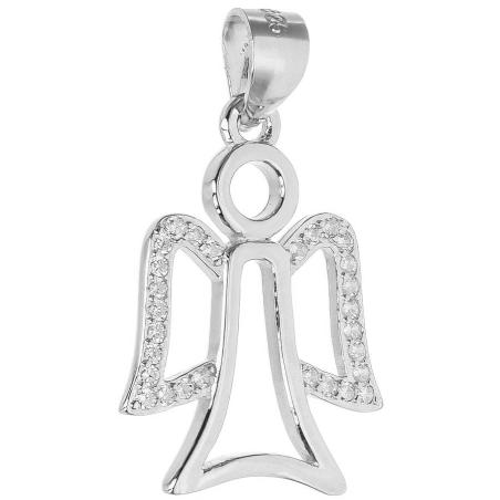 Stříbrný přívěsek - anděl, čiré kulaté zirkony | Argento.cz