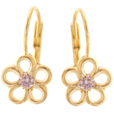 Pozlacené stříbrné náušnice - kvítek, kulatý zirkon | Argento.cz