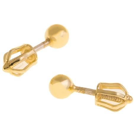 Pozlacené stříbrné náušnice - kulky, průměr 4 mm | Argento.cz