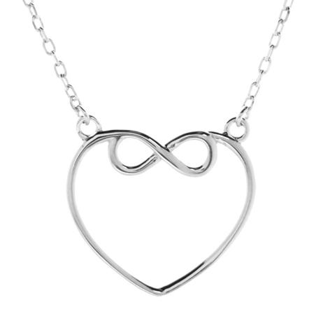 Stříbrný náhrdelník - srdíčko, nekonečno, délka 43 až 46 cm | Argento.cz