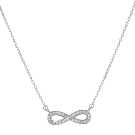 Stříbrný náhrdelník - nekonečno, čiré kulaté zirkony, délka 43 až 46 cm | Argento.cz