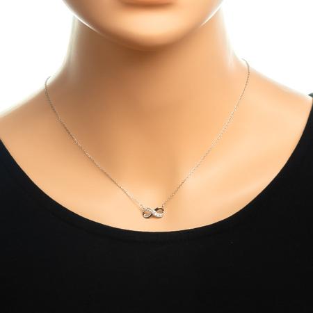 Stříbrný náhrdelník - nekonečno, čiré kulaté zirkony, délka 43 až 46 cm | Argento.cz