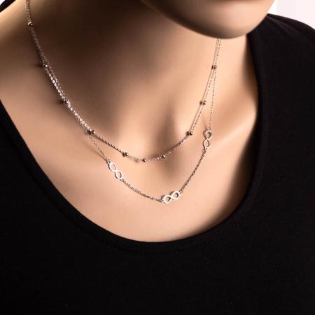Stříbrný náhrdelník - nekonečno, kulka, délka 43 až 46 cm | Argento.cz