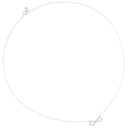 Stříbrný náhrdelník - nekonečno, čiré kulaté zirkony, délka 43 až 46 cm | Argento.cz