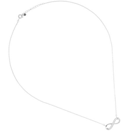 Stříbrný náhrdelník - nekonečno, čiré kulaté zirkony, délka 43 až 46 cm | Argento.cz