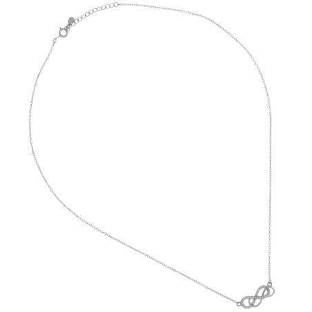 Stříbrný náhrdelník - nekonečno, čiré kulaté zirkony, délka 43 až 46 cm | Argento.cz