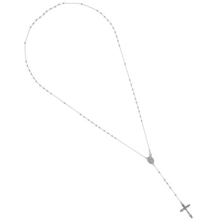 Stříbrný náhrdelník - růženec, 5 desátků, křížek s Ježíšem, Zázračná medailka | Argento.cz