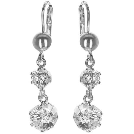 Stříbrné náušnice - čiré kulaté zirkony | Argento.cz