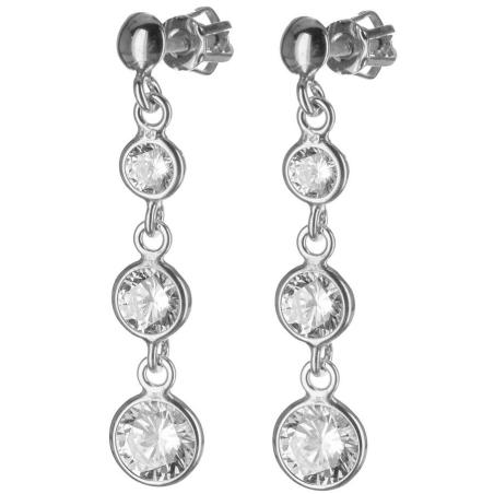Stříbrné náušnice - čiré kulaté zirkony | Argento.cz