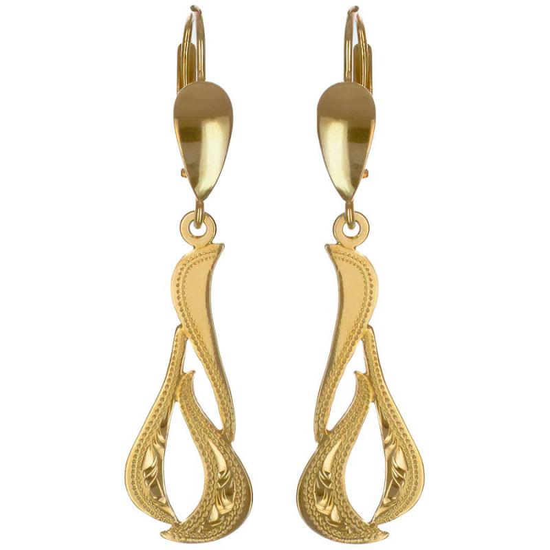 Pozlacené stříbrné náušnice - s ručním gravírem | Argento.cz