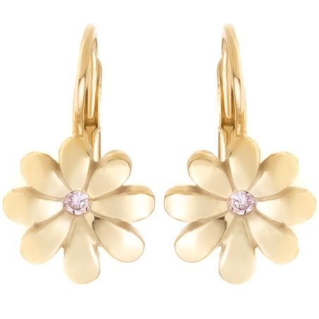 Pozlacené stříbrné náušnice - kvítek, kulatý zirkon | Argento.cz
