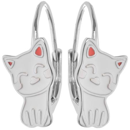 Stříbrné náušnice - kočka, glazura, glazura | Argento.cz