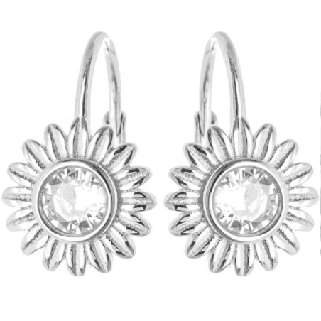 Stříbrné náušnice - slunce, čirý kulatý zirkon | Argento.cz