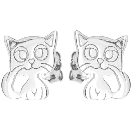 Stříbrné náušnice - kočka | Argento.cz