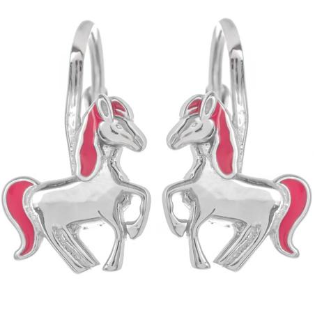 Stříbrné náušnice - kůň, glazura | Argento.cz