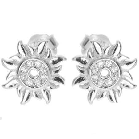 Stříbrné náušnice - slunce, čiré kulaté zirkony | Argento.cz