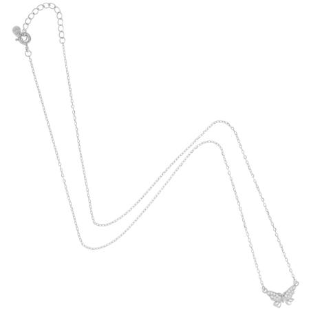 Stříbrný náhrdelník - motýl, čiré kulaté zirkony | Argento.cz