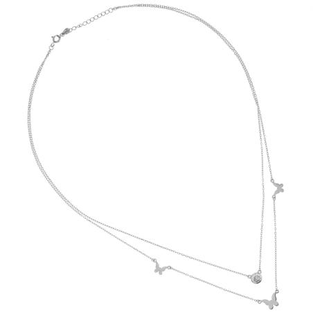 Stříbrný náhrdelník - motýl, čirý kulatý zirkon | Argento.cz