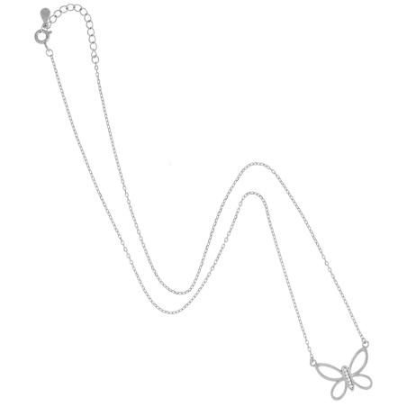 Stříbrný náhrdelník - motýl, čiré kulaté zirkony | Argento.cz