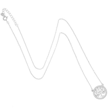 Stříbrný náhrdelník - strom života, čiré kulaté zirkony | Argento.cz