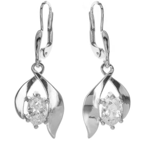Stříbrné náušnice - čirý oválný zirkon | Argento.cz
