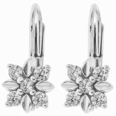 Stříbrné náušnice - kvítek, čiré kulaté zirkony | Argento.cz