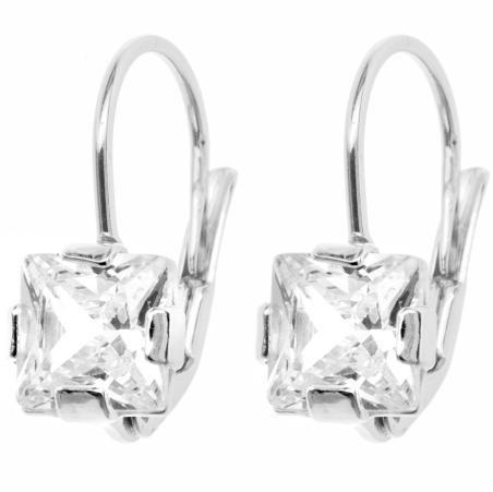 Stříbrné náušnice - čirý zirkon ve tvaru čtverce | Argento.cz