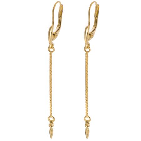 Pozlacené stříbrné náušnice s řetízkem | Argento.cz