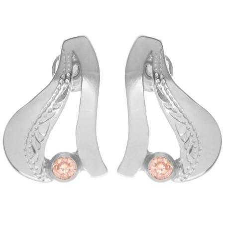 Stříbrné náušnice - s ručním gravírem, kulatý zirkon | Argento.cz