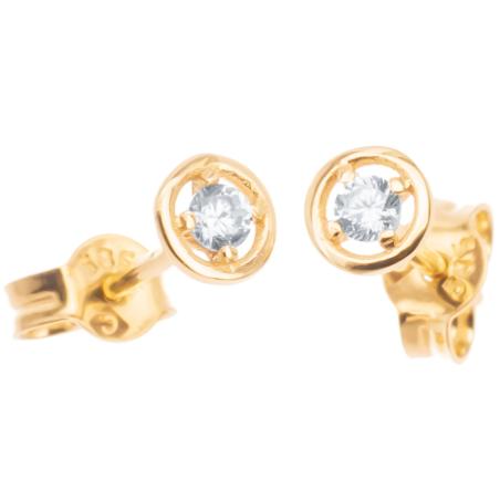 Zlaté náušnice - čirý kulatý zirkon, průměr 2 mm | Argento.cz