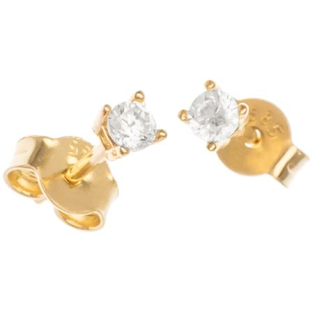 Zlaté náušnice - čirý kulatý zirkon, průměr 3 mm | Argento.cz