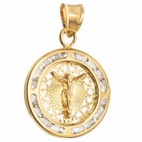 Zlatý přívěsek - Ježíš, čiré kulaté zirkony | Argento.cz