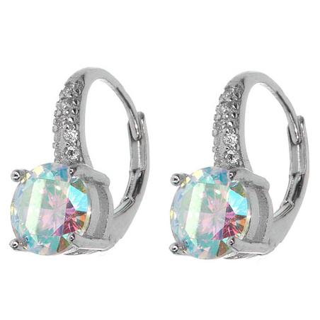 Stříbrné náušnice - kulatý zirkon AB, čiré kulaté zirkony | Argento.cz