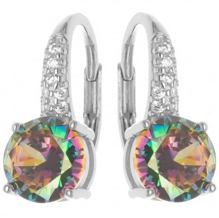 Stříbrné náušnice - kulatý zirkon vitrail light, čiré kulaté zirkony | Argento.cz