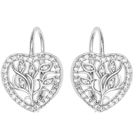 Stříbrné náušnice - srdíčka, čiré kulaté zirkony | Argento.cz