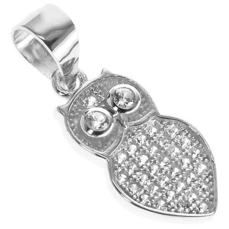 Stříbrný přívěsek - sova, čiré kulaté zirkony | Argento.cz