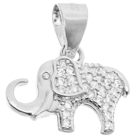 Stříbrný přívěsek - slon, čiré kulaté zirkony | Argento.cz