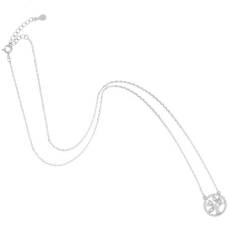 Stříbrný náhrdelník - strom života, čiré kulaté zirkony, délka 43 až 46 cm | Argento.cz