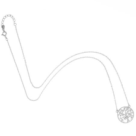 Stříbrný náhrdelník - strom života, čiré kulaté zirkony, délka 43 až 46 cm | Argento.cz