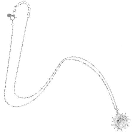 Stříbrný náhrdelník - slunce, čiré kulaté zirkony, délka 43 až 46 cm | Argento.cz