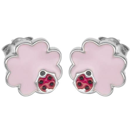 Stříbrné náušnice - beruška, čtyřlístek, barevná glazura | Argento.cz