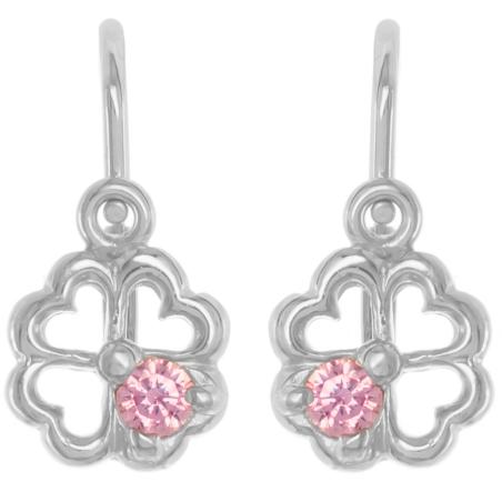 Stříbrné náušnice - čtyřlístek, kulatý zirkon | Argento.cz