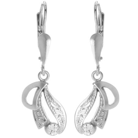 Stříbrné náušnice - s ručním gravírem, čirý kulatý zirkon | Argento.cz